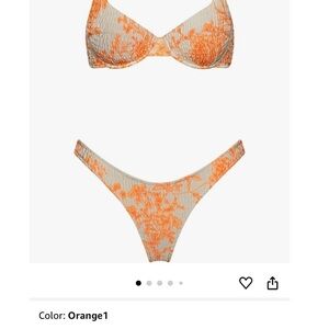 Volafa Orange Floral Smocked Underwire Bikini Set High Cut V Front Swimsuit